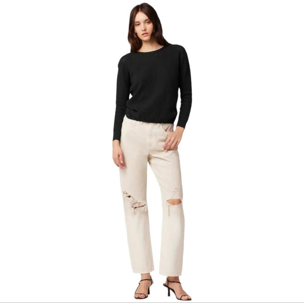 Hudson Open Knit Twist Back/Knot Back Sweater, Size Medium, Color Black, NWT